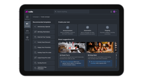 tablet - create campaign